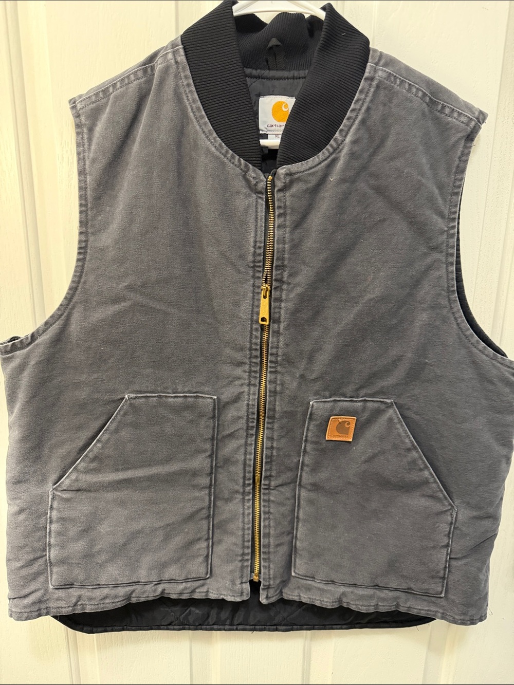 Carhartt Quilted Work Vest Shadow with Black Collar V02-029 XL